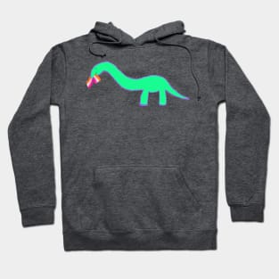 Lesbian Longneck dinosaur with pride flag Hoodie